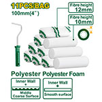 Set 100mm 4" 10 rodillos 12mm Poliéster