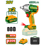 Set Llave de Impacto 20V + 2 Bat 3A + Valija Bateria 2A x2 2200rpm 480Nm