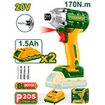 Set Llave de Impacto Brushless 20V + 2Bat 1.5A + Cargador 2300 rpm 170Nm 330bpm