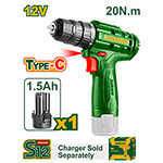 Set Taladro 12V + Bat 1.5A + Cargador 750rpm