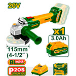 Set Amoladora 115mm 20V + Maletin + Cargador + Bateria