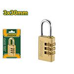 Candado latón combinación 3 dígitos 3x30mm