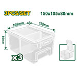 Set Gavetas Apilables x3 Transparente 150x105x80