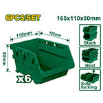 Set Gavetas Apilables x6 Verde 165x110x80